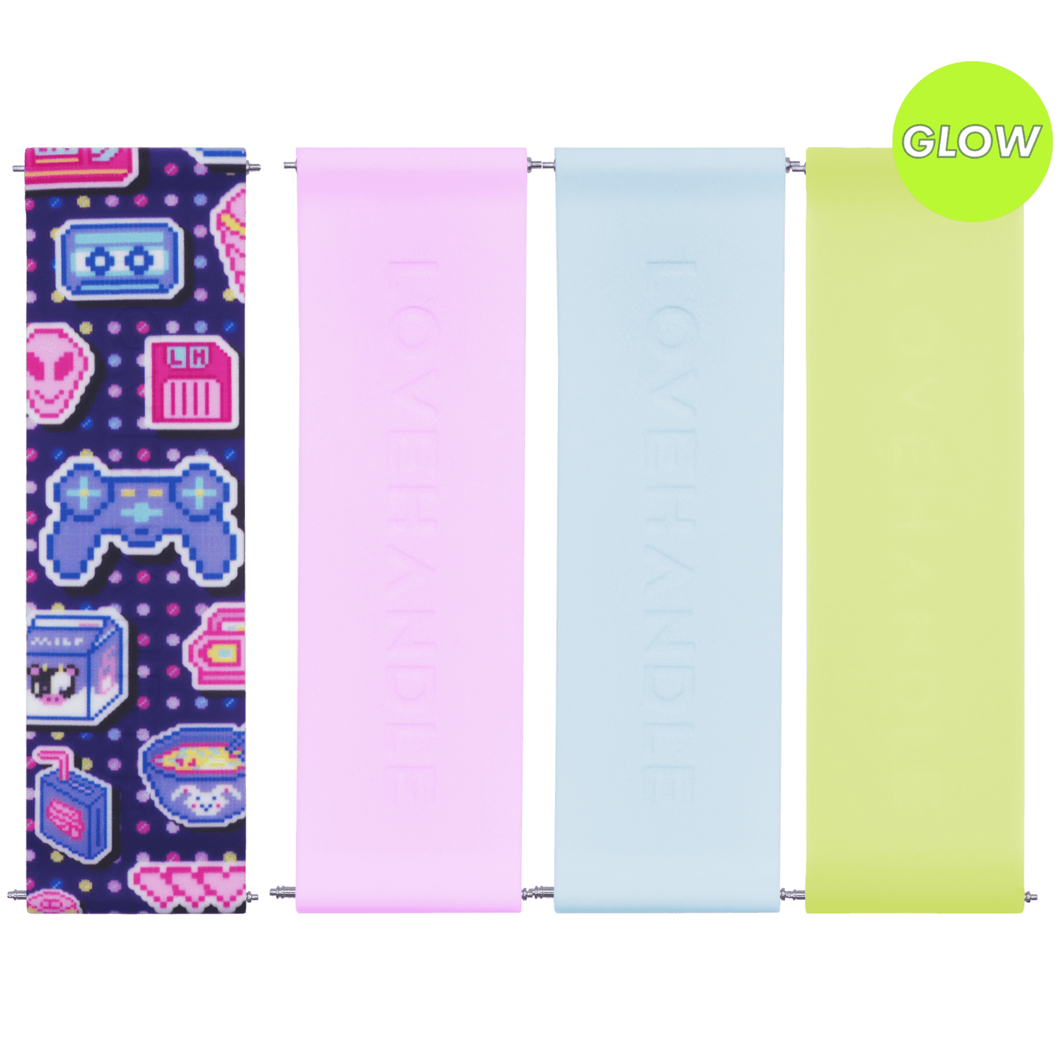 PRO Silicone Strap Bundle - Gamer Girl, Lavender Glow, Frosty Blue Glow, Cyber Green Glow - LoveHandle